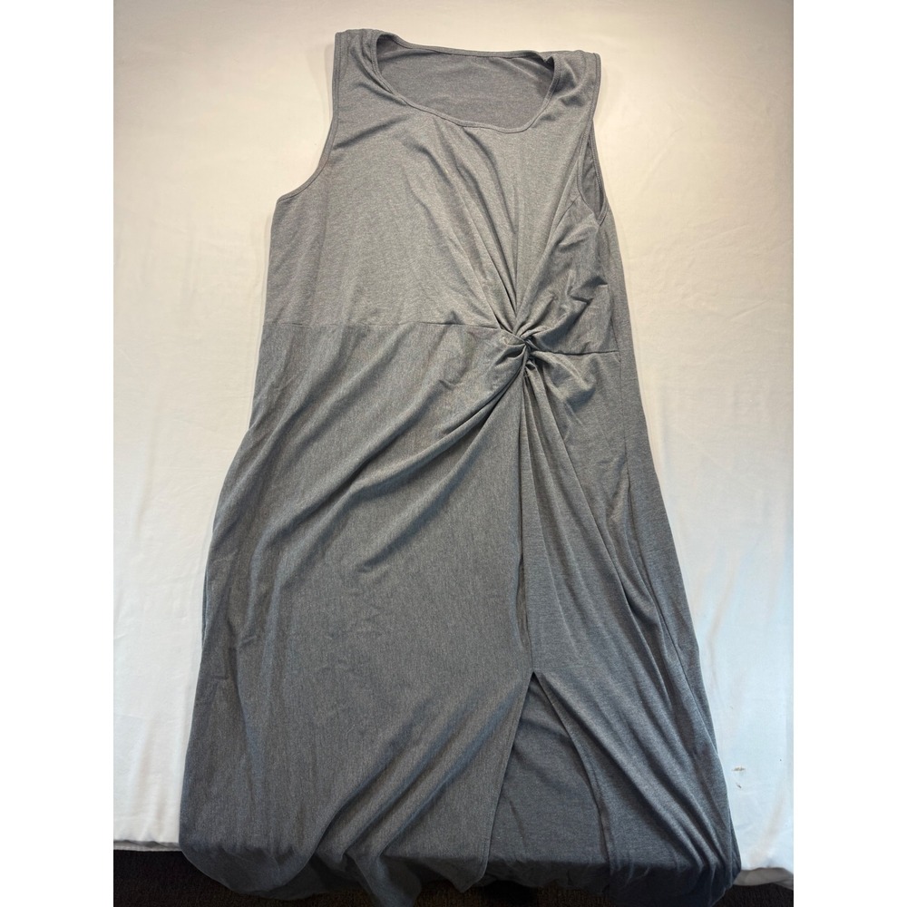 SHEIN Curve Women 4XL Gray Twist Front Sleeveless Maxi Dress Slit Jersey Knit
